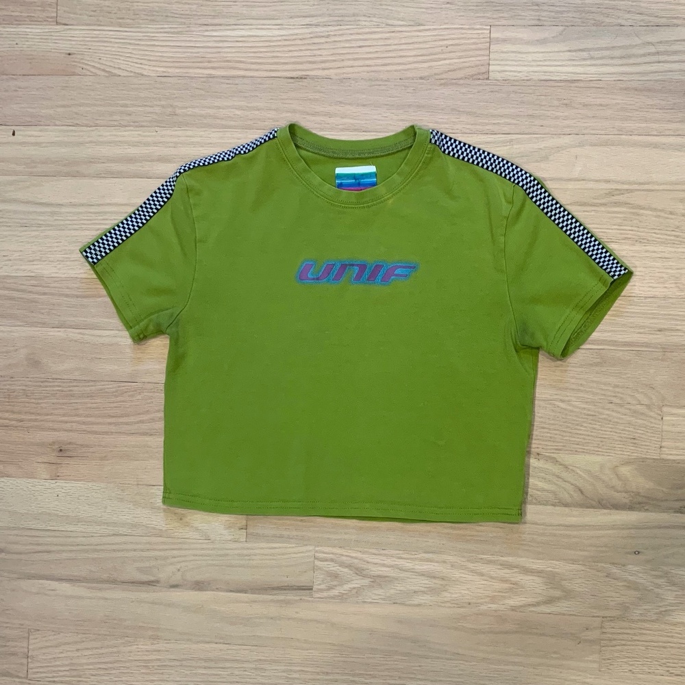 Unif lime green crop top, women size M